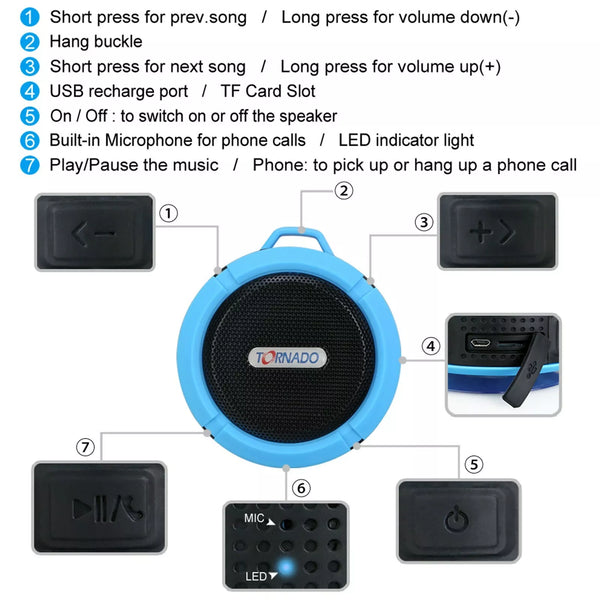 Waterproof Wireless Bluetooth Shower Speaker