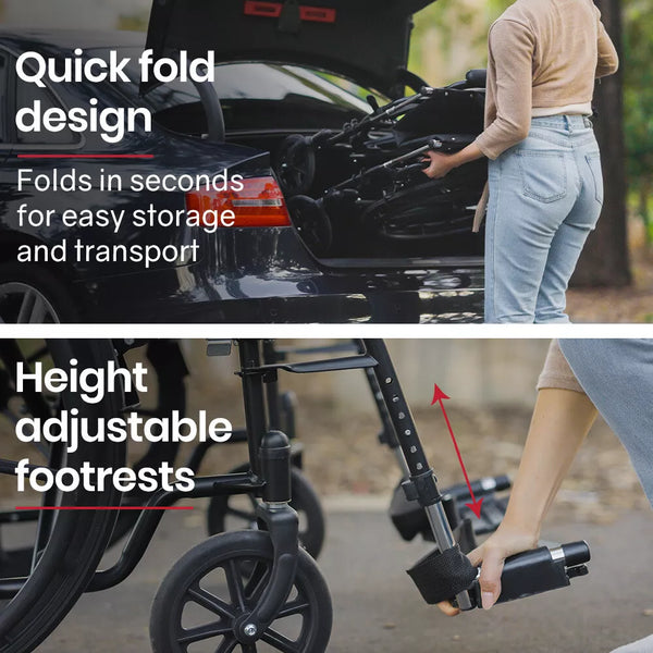 Portable Folding Wheelchair 24 Inch