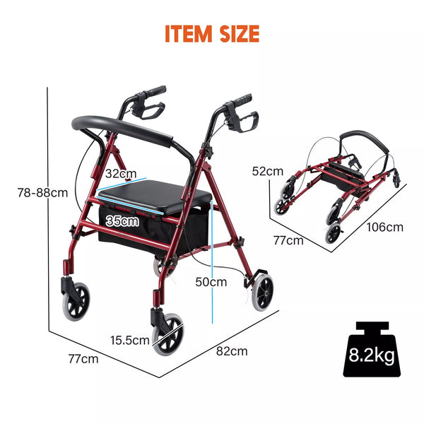 4 Wheel Walker with Seat