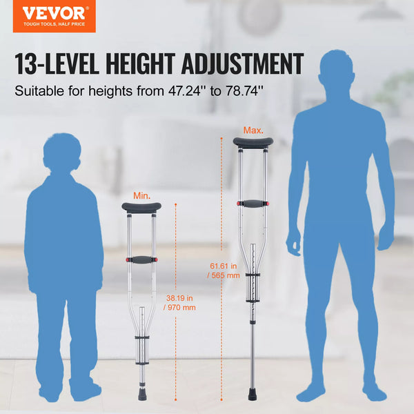 Underarm Crutches 13-Level Adjustable