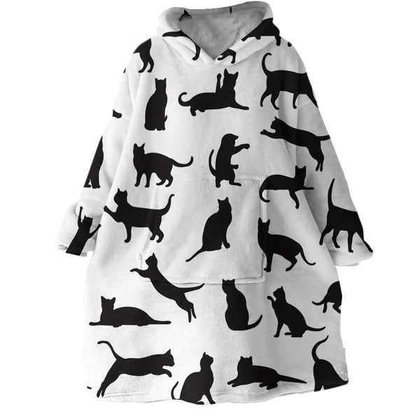 Therapeutic Blanket Hoodie - Cat Black and White (Made to Order)