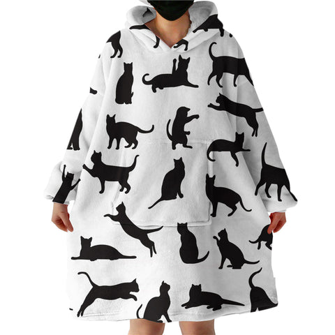 Therapeutic Blanket Hoodie - Cat Black and White (Made to Order)