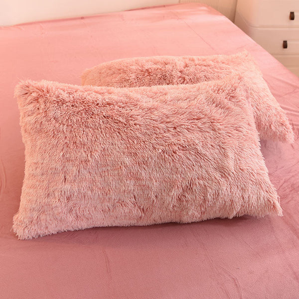 Therapeutic Fluffy Faux Mink & Velvet Fleece Quilt Cover Set - French Pink