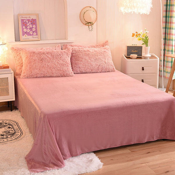 Therapeutic Fluffy Faux Mink & Velvet Fleece Quilt Cover Set - French Pink