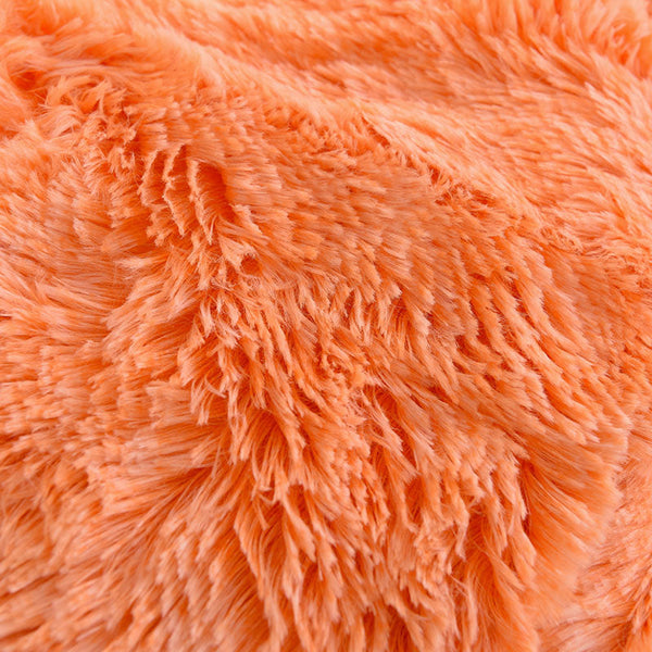 Therapeutic Fluffy Faux Mink & Velvet Fleece Quilt Cover Set - Orange white