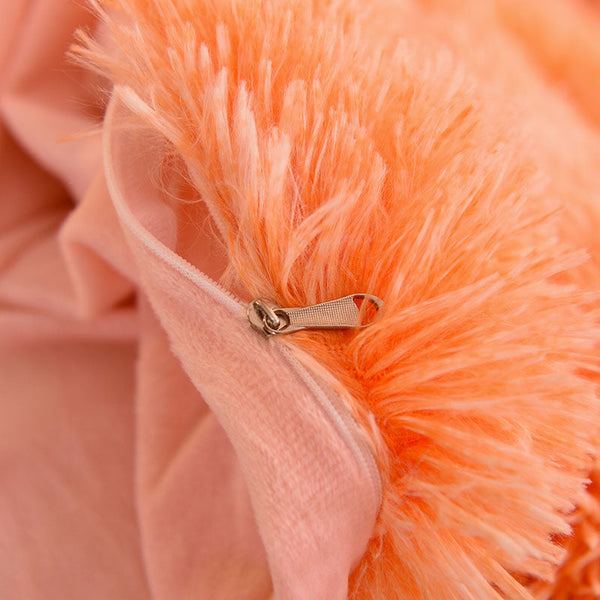 Therapeutic Fluffy Faux Mink & Velvet Fleece Quilt Cover Set - Orange white