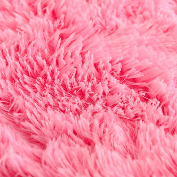 Therapeutic Fluffy Faux Mink & Velvet Fleece Quilt Cover Set - Pink white