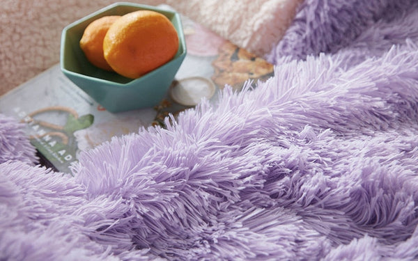 Therapeutic Fluffy Faux Lambswool Quilt Cover Set - Violet