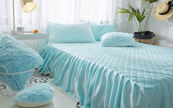 Therapeutic Fluffy Faux Lambswool Quilt Cover Set - Blue