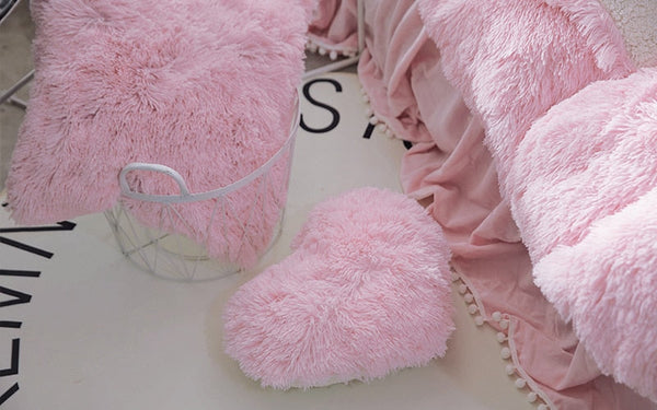 Therapeutic Fluffy Faux Lambswool Quilt Cover Set - Pink