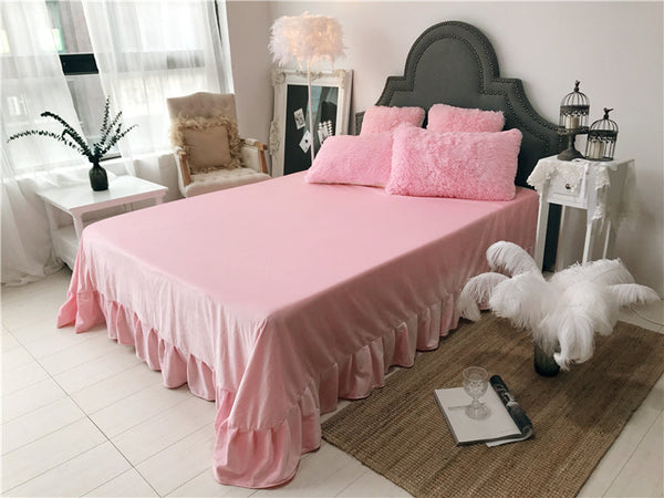 Therapeutic Fluffy Faux Lambswool Quilt Cover Set - Pink