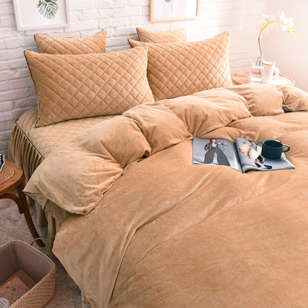 Therapeutic Velvet Fleece Quilt Cover Set - Camel