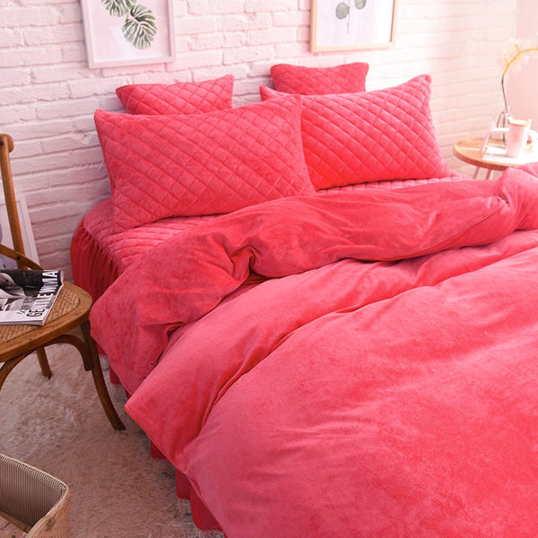 Therapeutic Velvet Fleece Quilt Cover Set - Rose