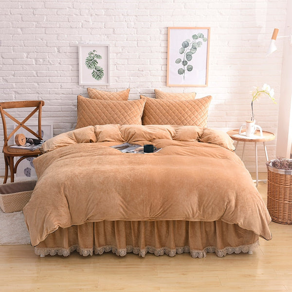 Therapeutic Velvet Fleece Quilt Cover Set - Camel