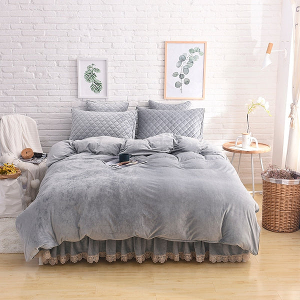 Therapeutic Velvet Fleece Quilt Cover Set - Grey