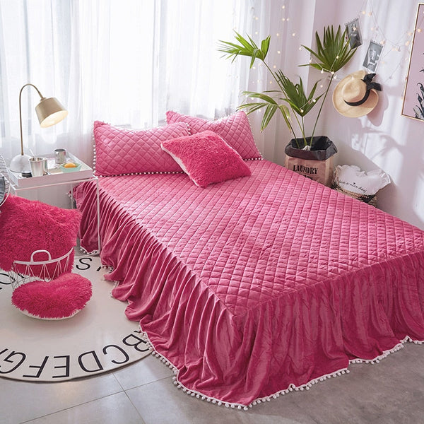 Therapeutic Fluffy Faux Lambswool Quilt Cover Set - Hot Pink