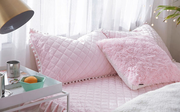 Therapeutic Fluffy Faux Lambswool Quilt Cover Set - Pink