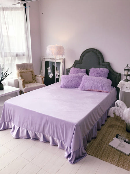 Therapeutic Fluffy Faux Lambswool Quilt Cover Set - Violet