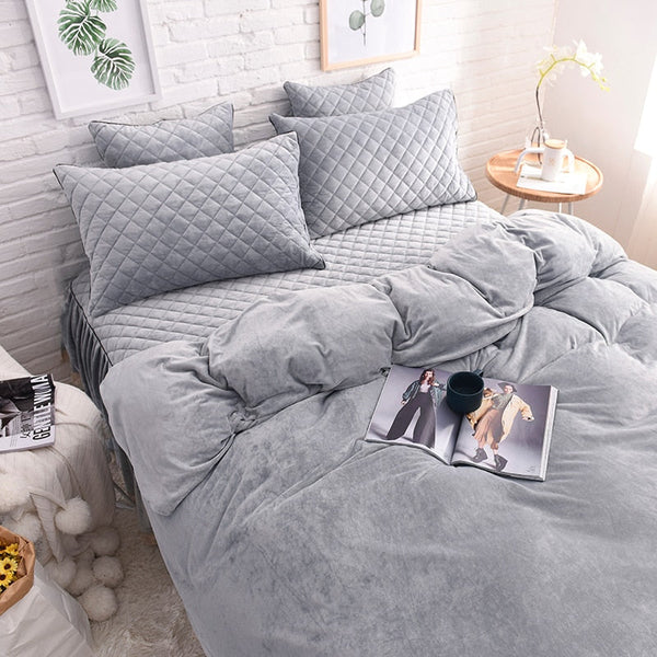 Therapeutic Velvet Fleece Quilt Cover Set - Grey