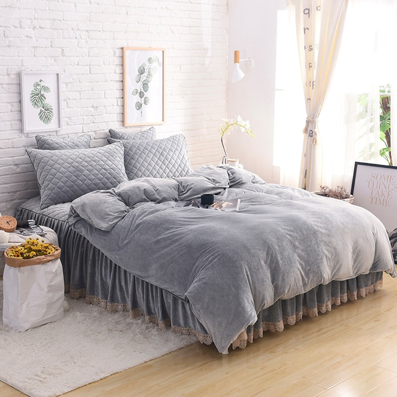 Therapeutic Velvet Fleece Quilt Cover Set - Grey