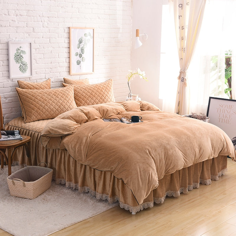 Therapeutic Velvet Fleece Quilt Cover Set - Camel