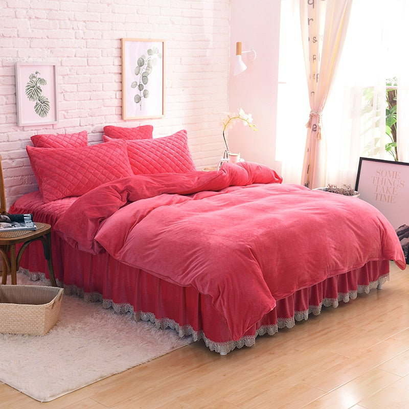 Therapeutic Velvet Fleece Quilt Cover Set - Rose