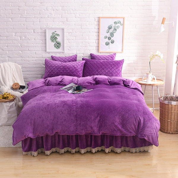 Therapeutic Velvet Fleece Quilt Cover Set - Purple