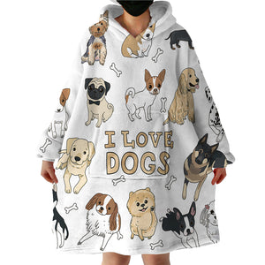 Therapeutic Blanket Hoodie - I Love Dogs (Made to Order)