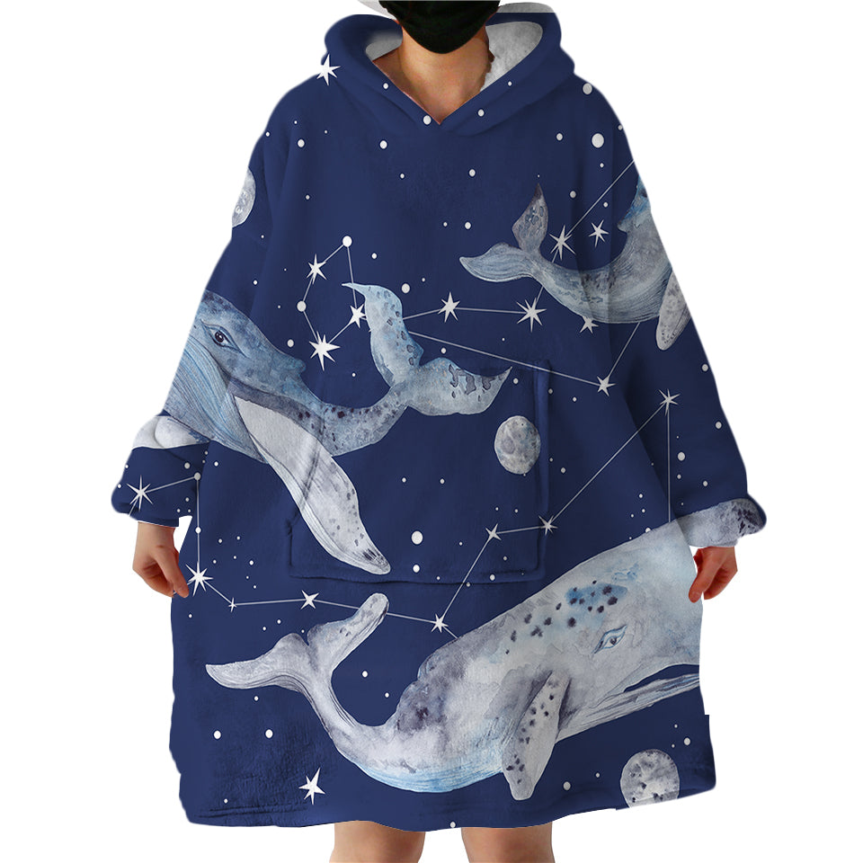 Therapeutic Blanket Hoodie - Night Whales (Made to Order)