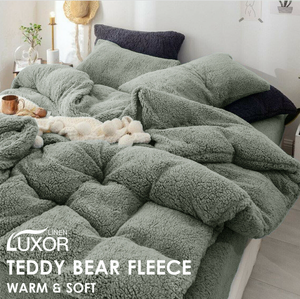 Therapeutic Teddy Bear Fleece Quilt Cover - Grey