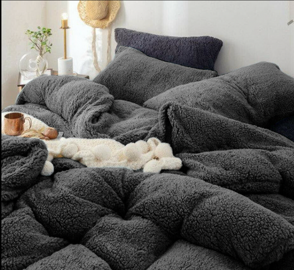 Therapeutic Teddy Bear Fleece Quilt Cover - Charcoal