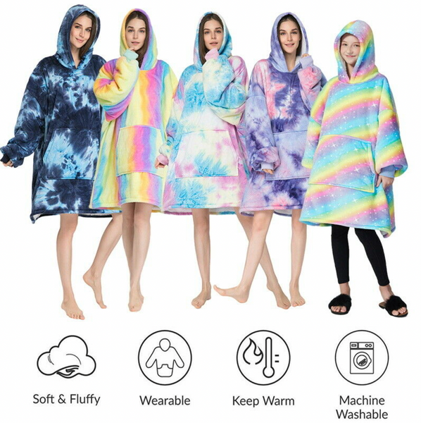 Therapeutic Rainbow Tie Dye Blanket Hoodie