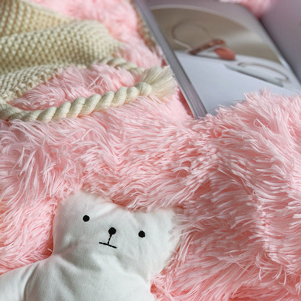 Therapeutic Fluffy Faux Mink & Velvet Fleece Quilt Cover Set - Soft Pink