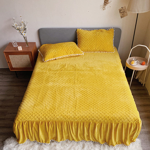 Therapeutic Fluffy Faux Mink & Velvet Fleece Quilt Cover Set  - Soft Yellow