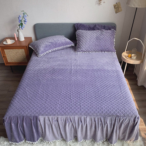 Therapeutic Fluffy Faux Mink & Velvet Fleece Quilt Cover Set - Soft Purple