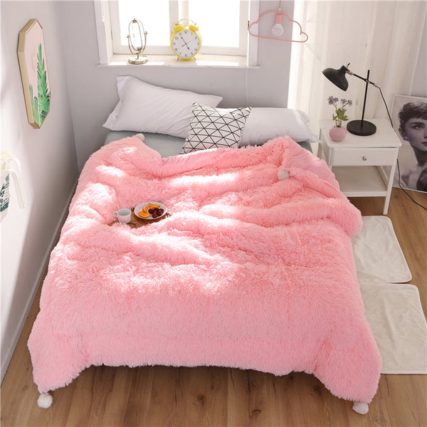 Therapeutic Fluffy Quilt Comforter Set with Pillowcases - Pink