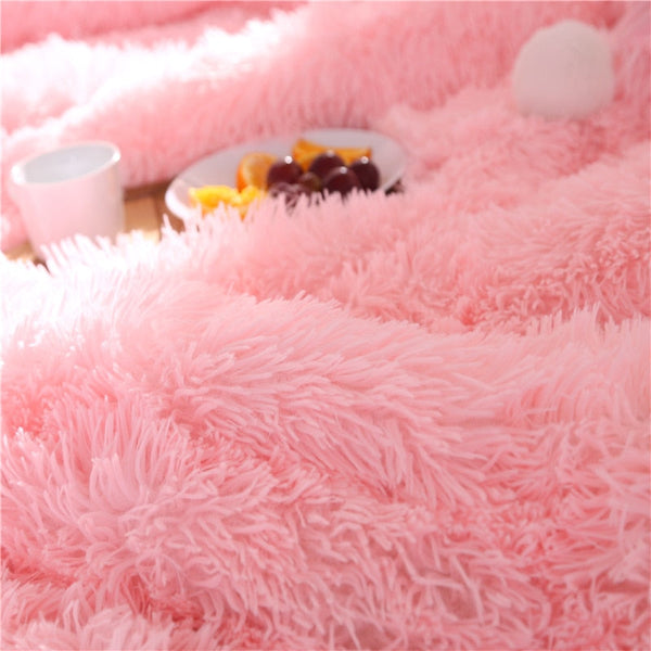 Therapeutic Fluffy Quilt Comforter Set with Pillowcases - Pink