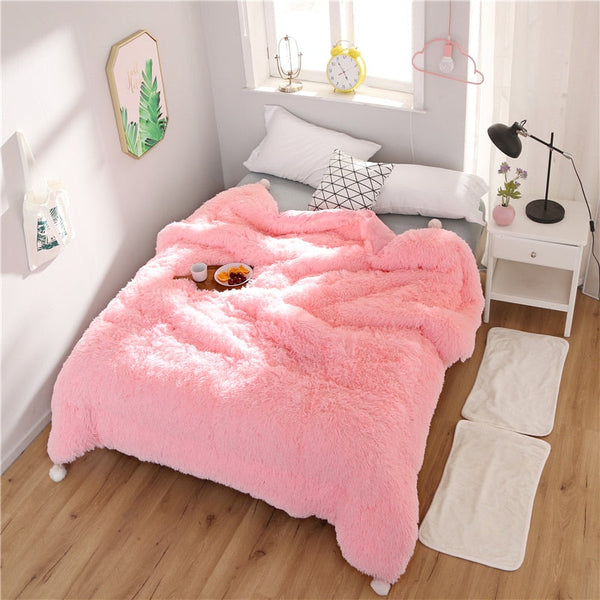 Therapeutic Fluffy Quilt Comforter Set with Pillowcases - Pink