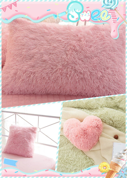 Therapeutic Fluffy Quilt Comforter Set with Pillowcases - Pink