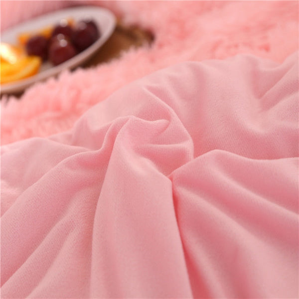 Therapeutic Fluffy Quilt Comforter Set with Pillowcases - Pink