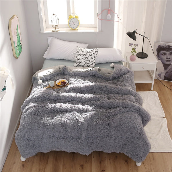 Therapeutic Fluffy Quilt Comforter - Grey