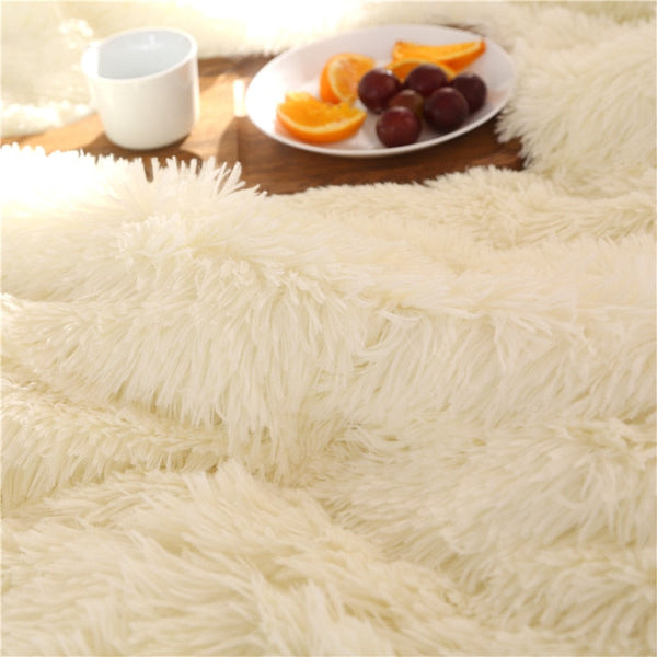 Therapeutic Fluffy Quilt Comforter Set with Pillowcases - Cream