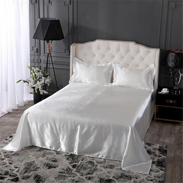 Satin Flat Sheet or Pillowcases - Various Colours