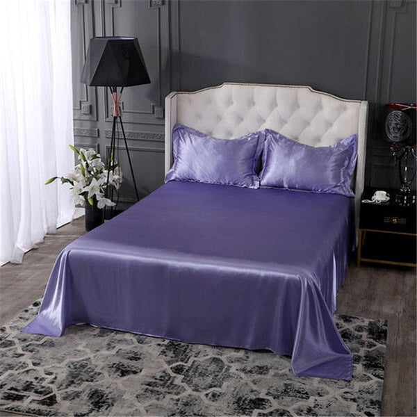 Satin Flat Sheet or Pillowcases - Various Colours