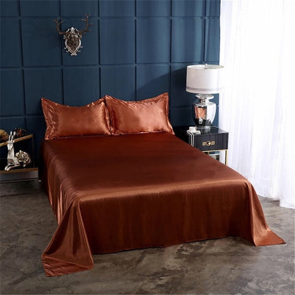 Satin Flat Sheet or Pillowcases - Various Colours