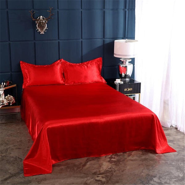 Satin Flat Sheet or Pillowcases - Various Colours