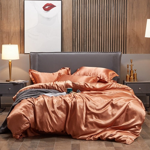 Satin Bedding Set - Rusty Gold