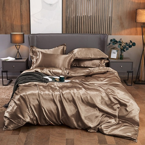 Satin Bedding Set - Old Gold