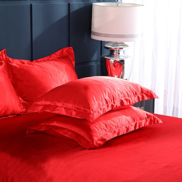 Satin Bedding Set - Red