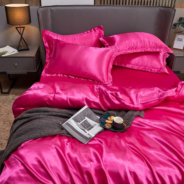 Satin Bedding Set - Hot Pink